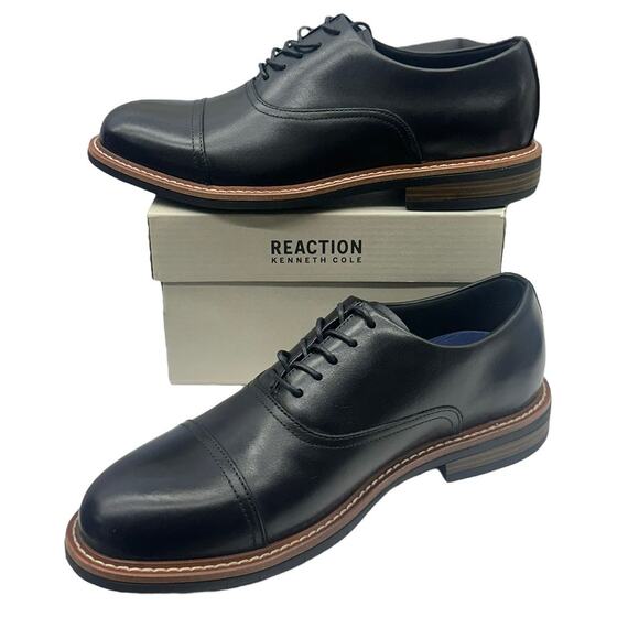 KENNETH COLE REACTION Men's Klay Flex Cap-Toe Oxfords Dress Shoes Black 8 or 13 - Picture 1 of 8